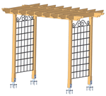 wood arbor with an iron trellis plans