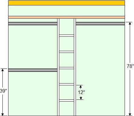 closet organizer - shelves in middle