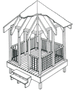 square gazebos plans with roof and railings