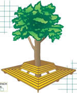 wraparound tree benches plans with back