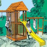 jungle gym plans - slide, climbing rope and swings