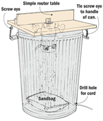 router table plans with trash can dust collector